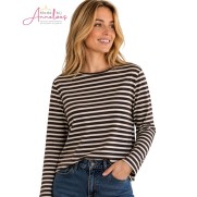 Red Button Trui Terry Stripe SRB5085B - Brown/Creme 